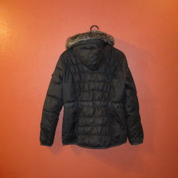 Tommy Hilfiger Woman Medium Black Red Brown Full Zip Faux Fur Hooded Coat - Picture 6 of 10